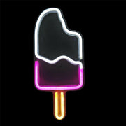 a neon ice cream popsicle with a black background