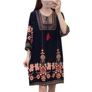 Cotton Silk Floral Dress Vintage Women's Clothing