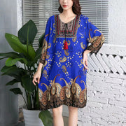 Cotton Silk Floral Dress Vintage Women's Clothing